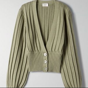NWT aritzia new plunge cardigan in sage green